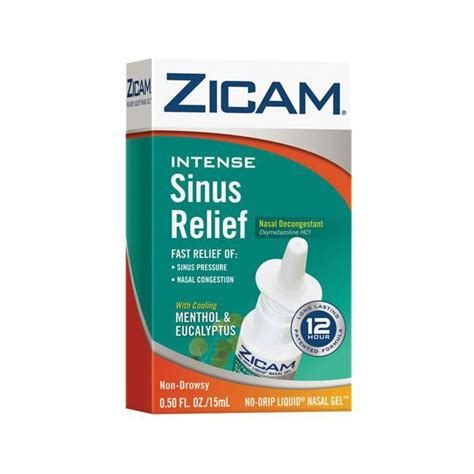 Zicam Intense Sinus Relief Nasal Spray Menthol And Eucalyptus 05 Fl Oz Liquid Sinus Relief