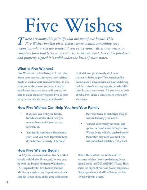 5 Wishes Printable Version Tutoreorg Master Of Documents
