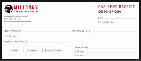 car rental receipt template fresh free car rent receipt template in