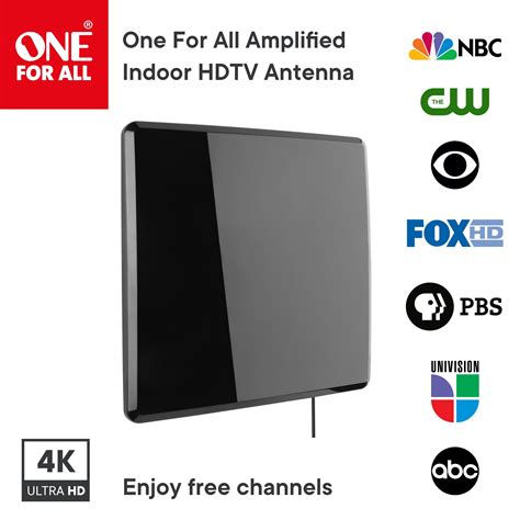 One For All 14432 Amplified Indoor Flat Tv Antenna Supports 4k 1080 Hd Walmart Inventory