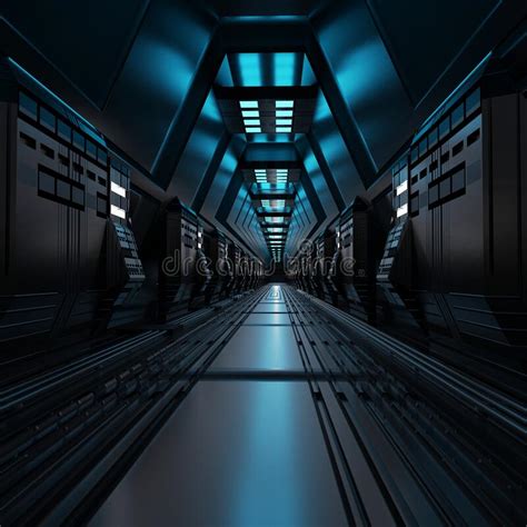 Futuristic Sci Fi Tunnel Walkway With Beautiful Reflective Abstract 3d