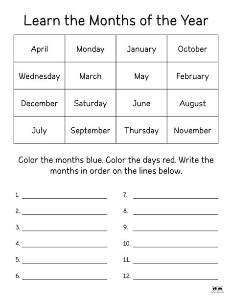 Months Of The Year Worksheets Games4esl Worksheets Library