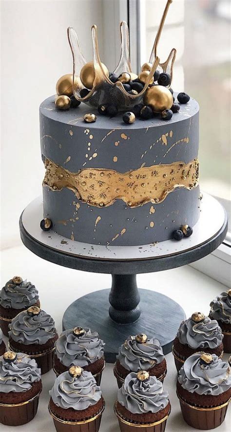 37 Pretty Cake Ideas For Your Next Celebration Grey And Gold Cake