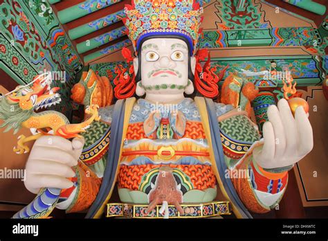 South Korea Busan Beomeo Sa Buddhist Temple Guardian Statue Stock