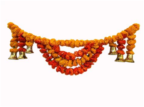 Buy Evisha Orange And Dark Orange Artificial Marigold Flowers String