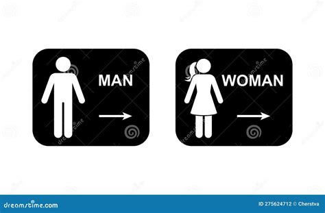 Public Toilet Man Woman Direction Arrow Access Icon Vector Set