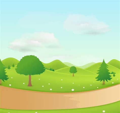 Cartoon Country Road Landscape Vector Ai Uidownload