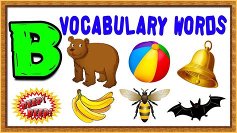 Vocabulary Words For Kids Words From B Words That Start With B