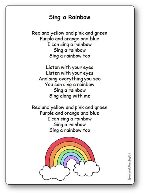 Hello Songs Preschool Kindergarten Songs Kids Songs Rainbow Poem