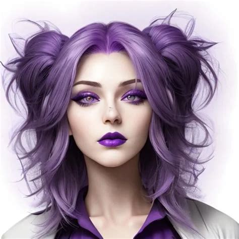A Woman With Purple Hair Purple Eyes Purple Lips Openart