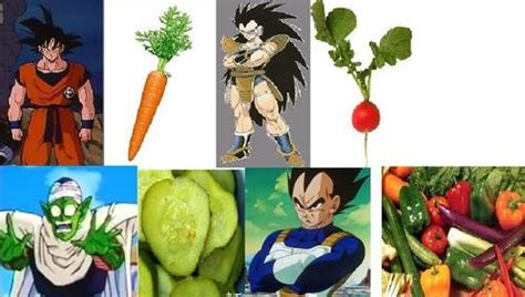The saiyan names are all puns on vegetable names. Isn't it fun that some of the names in DBZ sound like ...