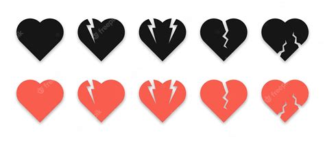 Premium Vector Heartbreak Icon Set Heart Break Heart Broken Symbol