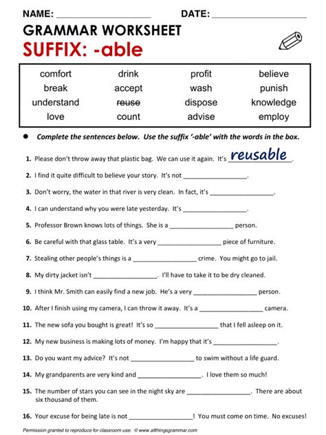 grammar suffixes worksheets worksheets