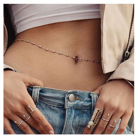 buy simsly sexy bead waist chain bikini body chain belly button body jewelry accessories for