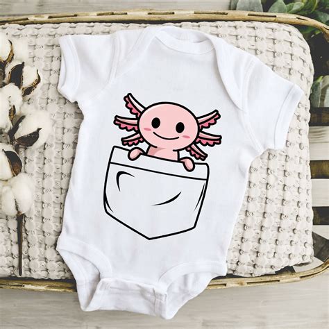 Axolotl Onesie Pocket Axolotl Onesie Axolotl Bodysuit Baby Etsy