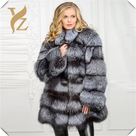 Whole Skin Silver Fox Fur Coats Thick Warm Winter Luxury Genuine Fox