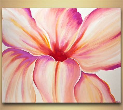 Painting For Sale White Pink Flower Modern Art Home Decor 7842