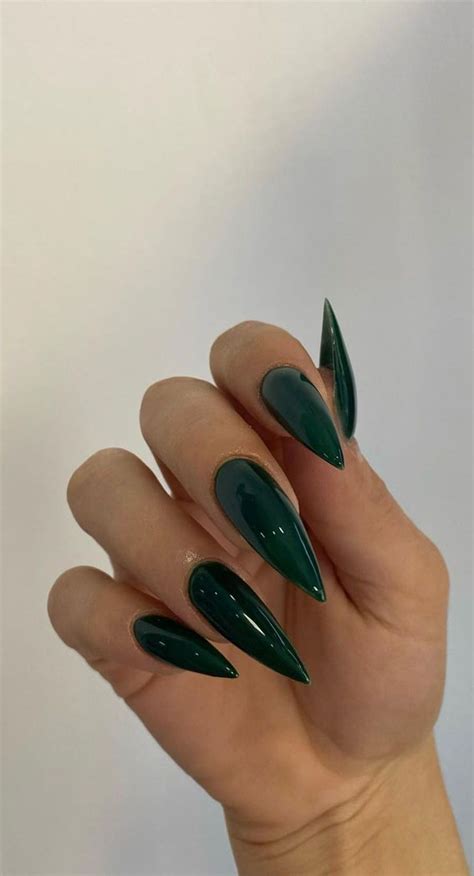 40 Trendy Ways To Wear Green Nail Designs Stiletto Green Nails