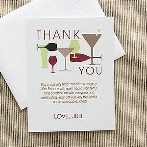 Then add a warm thought like one of these… Personalized Birthday Thank You Cards - Raise Your Glass