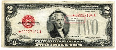 1928 D Mule Star Note 2 Red Seal Two Dollar Bill 02227164a No Holes