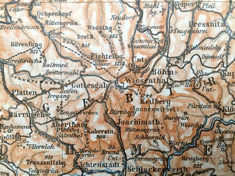 Antique 1925 Plauen Germany Map From Baedekers Guide Atlas Etsy