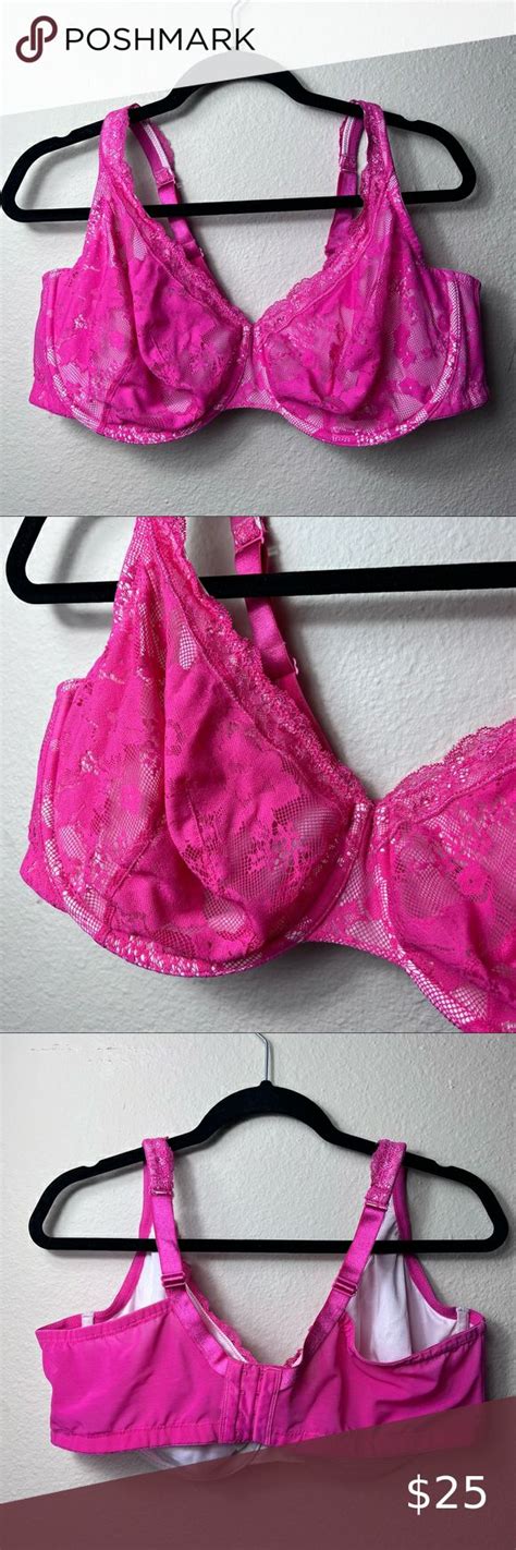 Cacique Full Coverage Pink Lace Bra Size 44dd Pink Lace Bra Lace