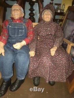 Vintage Large Grandma And Grandpa Dolls Couple William Wallace Jr
