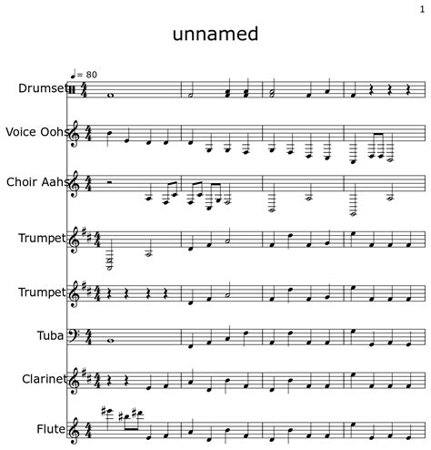 Unnamed Sheet Music For Trumpet Tuba Clarinet Flute