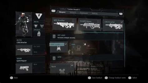Killzone Shadow Fall Menus All Weapons For Scout Support And Assault