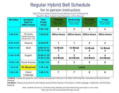 Online and Hybrid Bell Schedules | Irvine High School