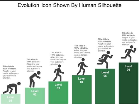 Evolution Icon Shown By Human Silhouette Powerpoint Slide Clipart