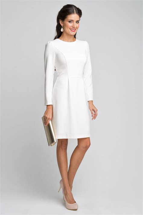 White Long Sleeve Midi Bodycon Dress Neck With Fashion In The 1950s