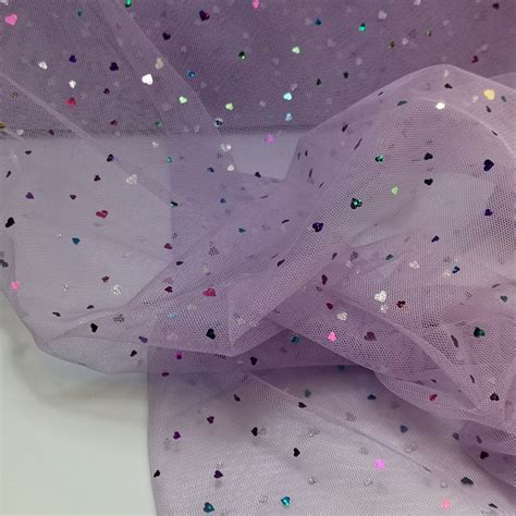 Sparkly Hologram Sequin Hearts Soft Tulle Dress Fabric Etsy