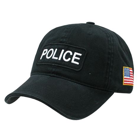 Black Police Officer Cops Low Profile Baseball Cap Caps Hat Hats Us Usa