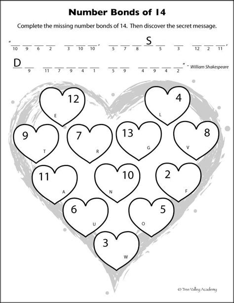 Heart Themed Math Worksheets Early Learning Math Number Bonds