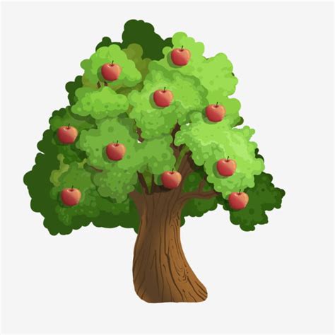 Cartoon Green Apple Tree, Hand Drawn, Cartoon, Hand Drawn ...
