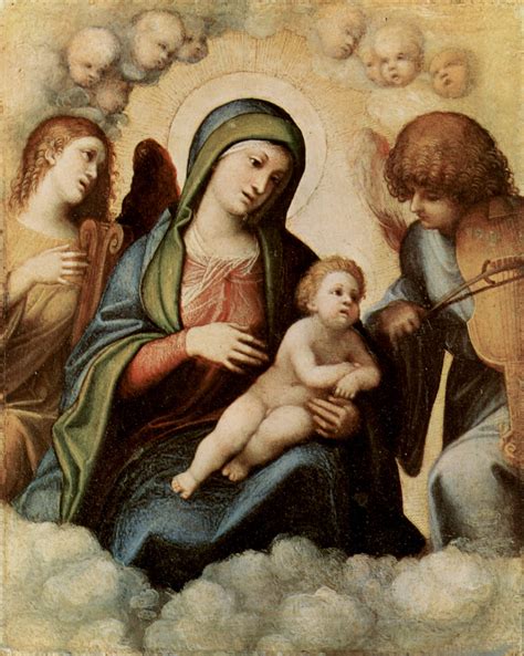 Мадонна с младенцем и ангелы C1510 C1515 Корреджо