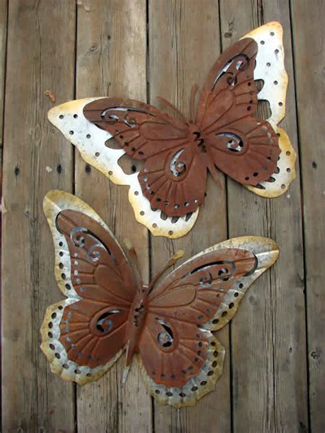 Butterfly Galvanized Metal Wall Decor Set Of Two