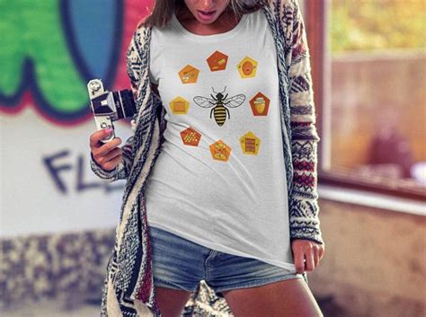 T Shirt Bees Beekeeper Gift Graphic Art Honeycomb Print Women Original