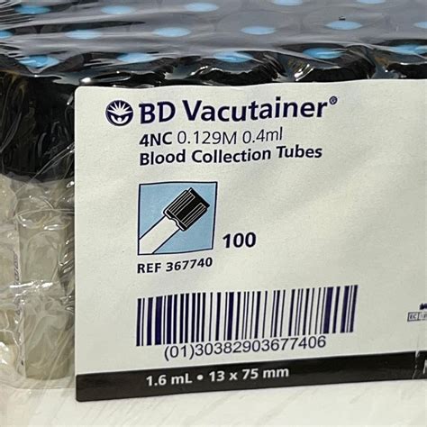 Bd Sodium Citrate Black Top Esr Vacutainer For Laboratory Size X