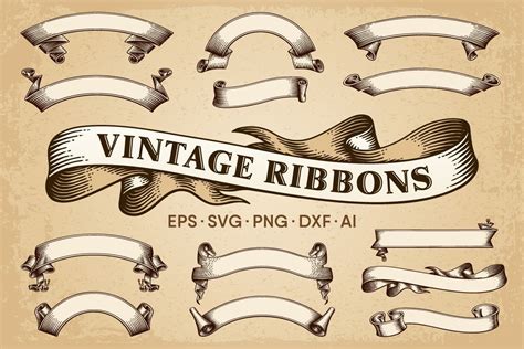 Vintage Ribbons Banners Vector Set Graphic By Artrostov Creative Fabrica