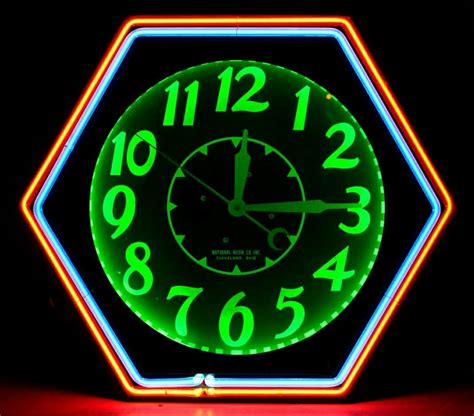 Pin By M Gezus On Neon Clock Neon Clock Antique Clocks Vintage Clock