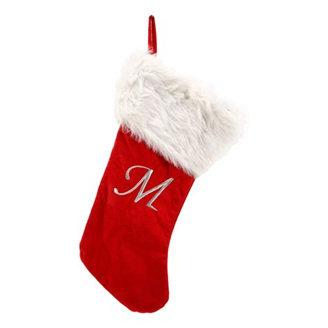 Treasure Co Trio Red Plush 20 In Christmas Stocking Monogrammed Letter White Cuff Holiday
