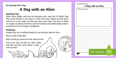 A Day With An Alien Worksheet Worksheet Teacher Made