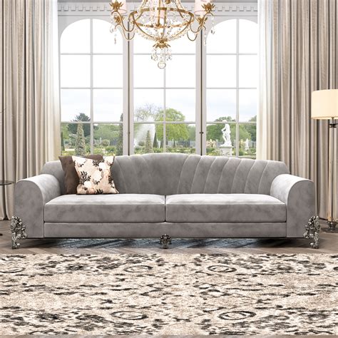 Classic Luxury Nubuck Leather Grey Sofa Juliettes Interiors