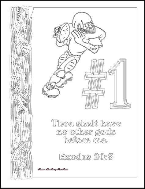 Free ten commandments bible coloring pages for kids! - The Big Ten Ten - Ten Commandments Football Coloring Pages
