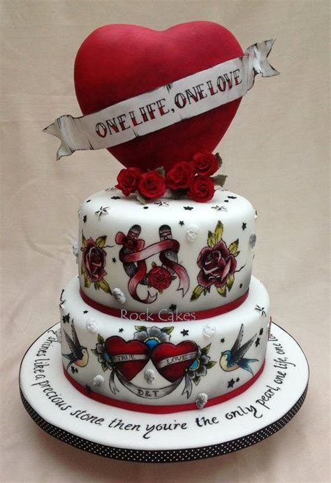 60 Fun And Colorful Rockabilly Wedding Cakes Rock Cake Tattoo Cake