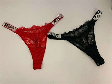 Victoria S Secret Very Sexy Shine Strap Lace Allover Lace Thong Panty