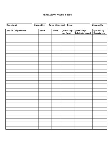 De Medication Count Sheet Fill And Sign Printable Template Online