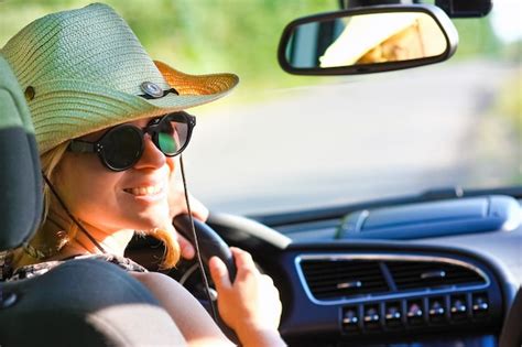 Premium Photo Driver Driving In Hat A Car On The Road